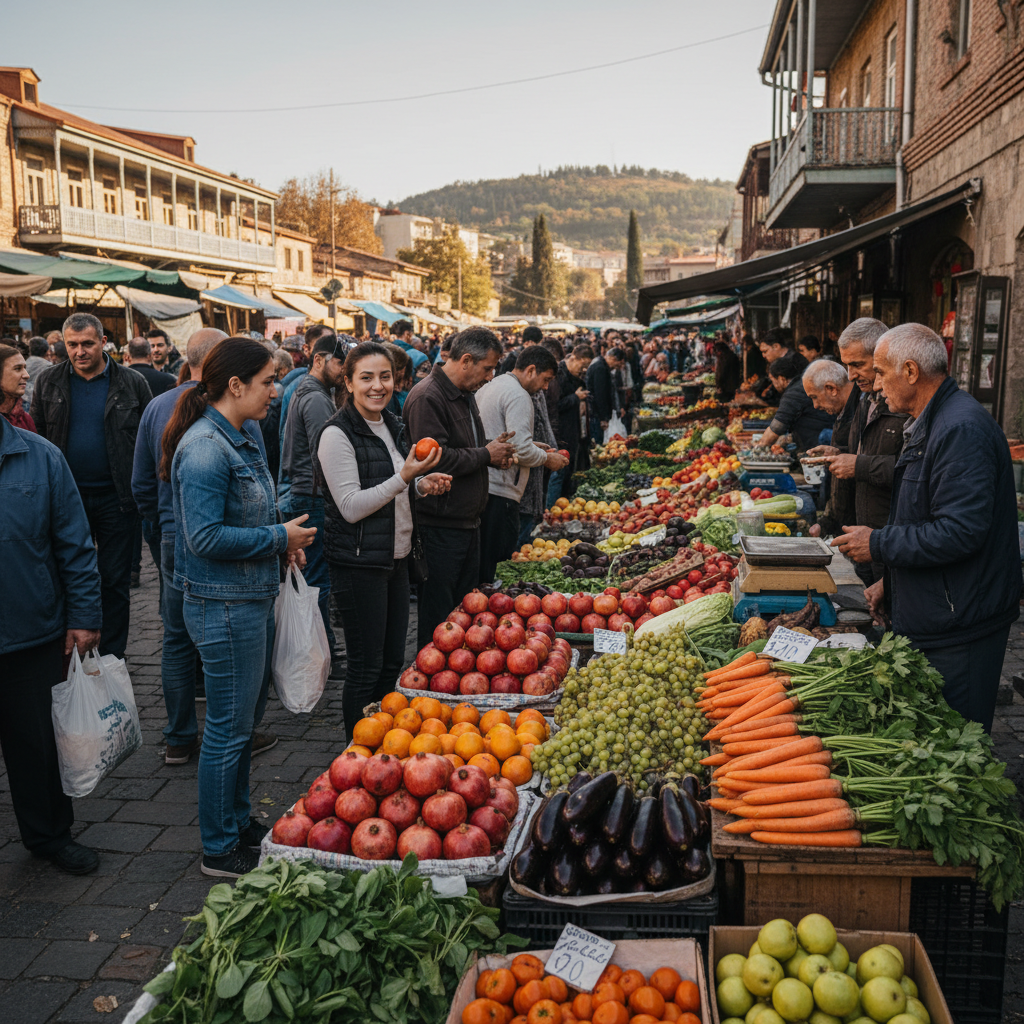 Vibrant local market in Georgia, illustrating cost of living